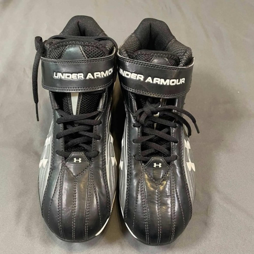Under Armour FootSleeve Football Cleats Mens 9.5 Black Silver 1099077-011 - Picture 3 of 12